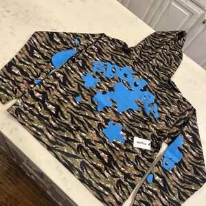 Camo Hoodie with Blue Accents